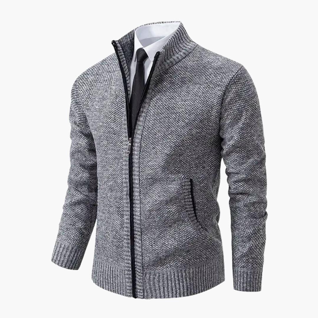 Bavane | Men's Knit Jacket with Front Zipper and Ribbed Hem