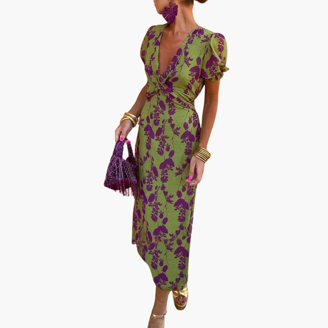 Bavane | Women's Floral Wrap Dress Summer Dress with V-Neck