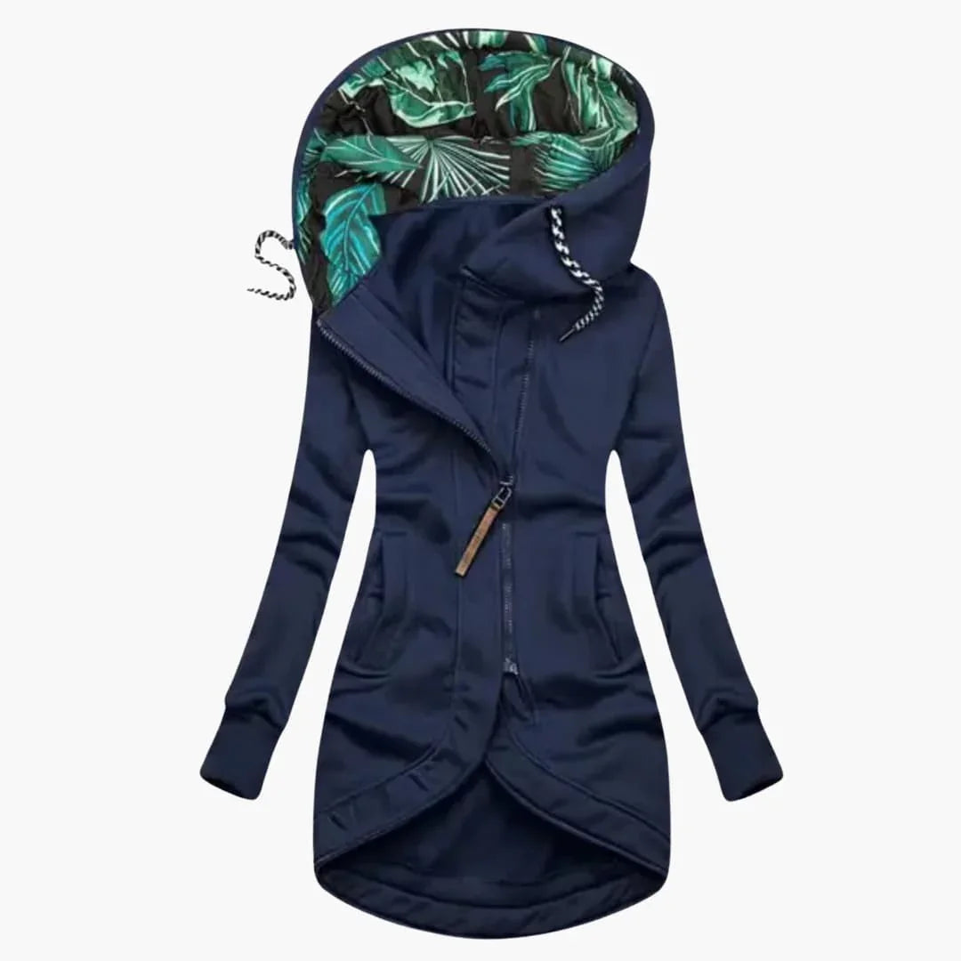 Bavane | Women's Hooded Jacket with Asymmetrical Zipper and Front Pockets