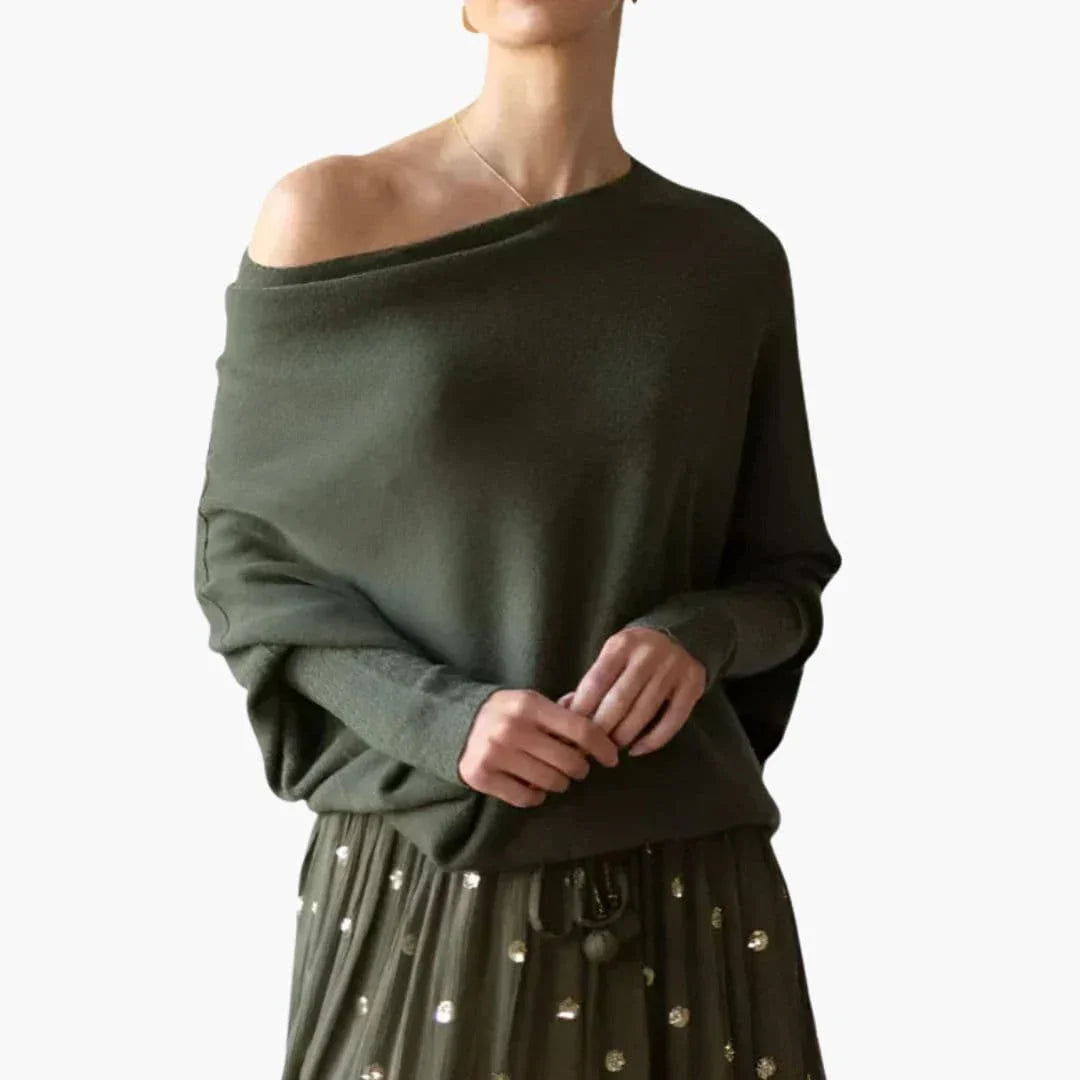 Bavane | Women's Oversized Sweater with Wide Neckline