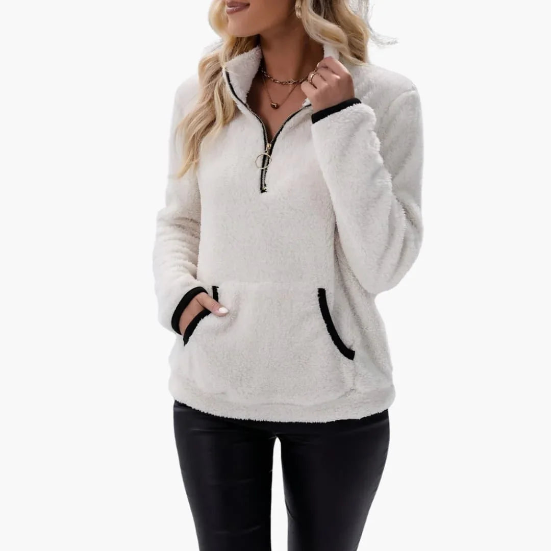 Bavane | Women's Pullover with Half-Zip and Kangaroo Pocket