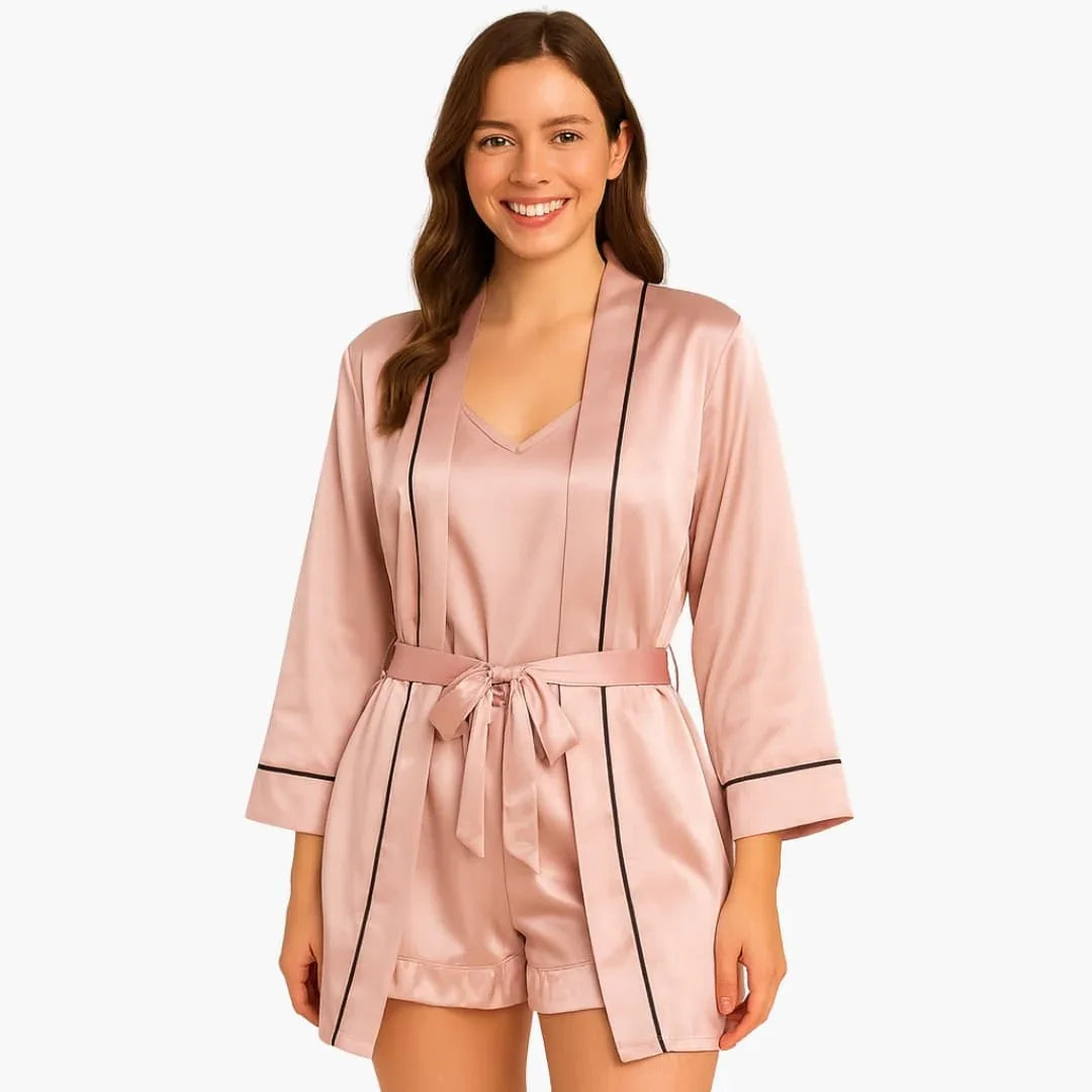 Bavane | Women's Satin Pajama Set with Kimono