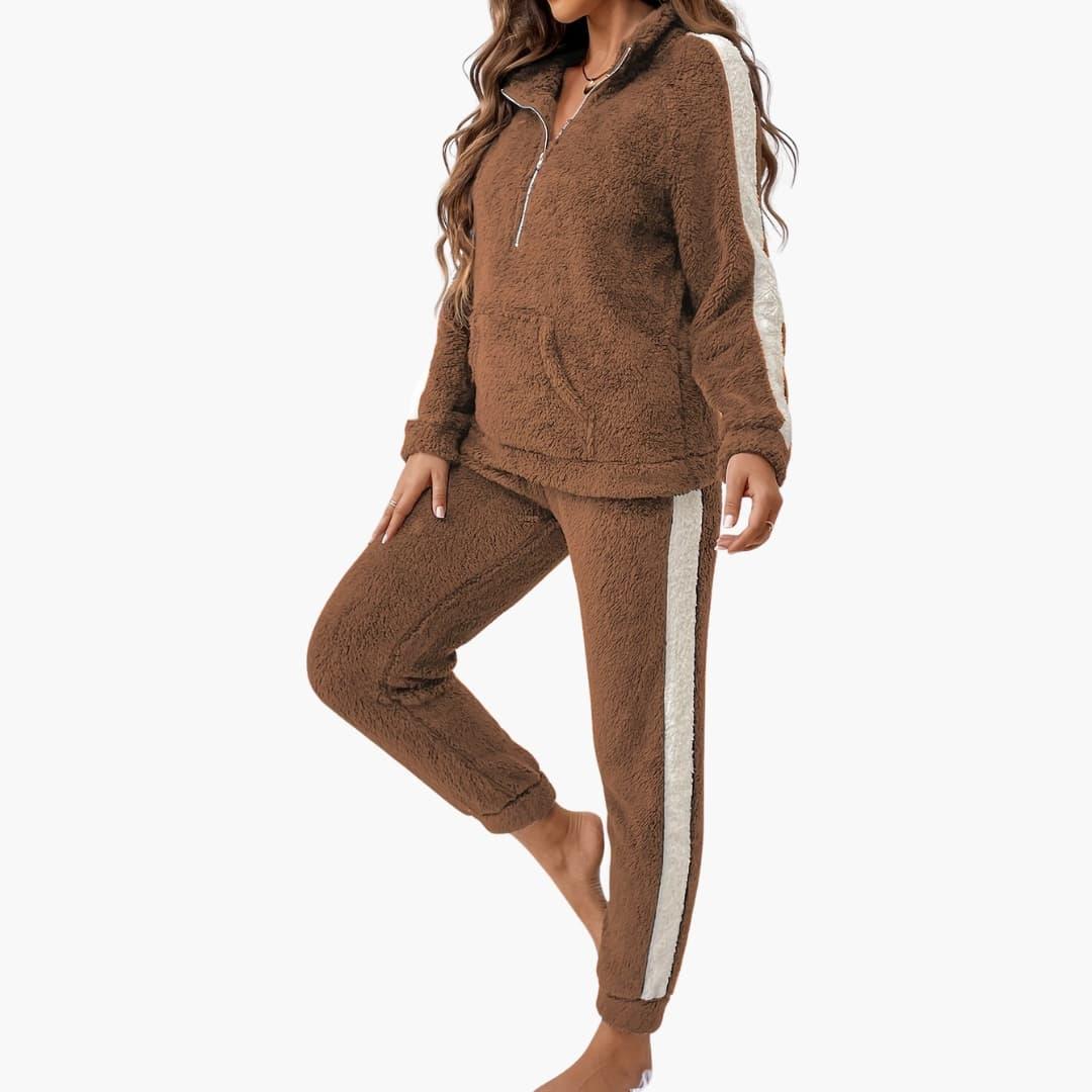 Bavane | Women's Pajama Set with Half Zip Sweatshirt
