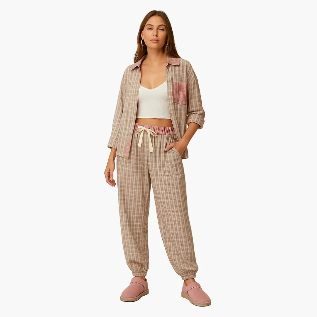 Bavane | Women's Pajama Set with Shirt and Drawstring Pants