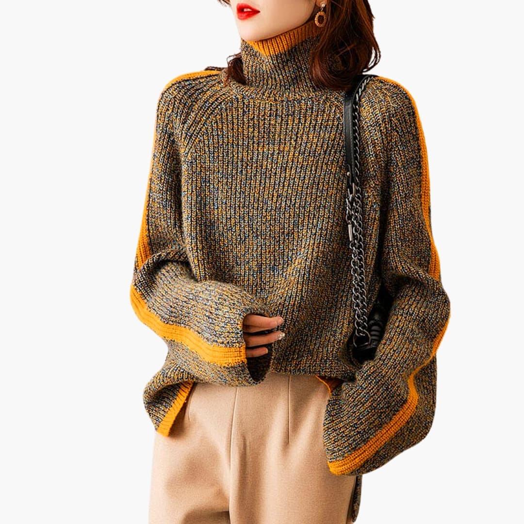 Bavane | Women's Turtleneck Sweater Knit - Long Sleeve Pullover