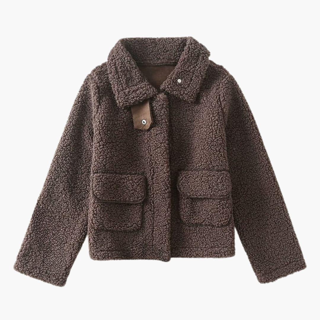 Bavane | Women's Shearling Jacket with Lapel Collar