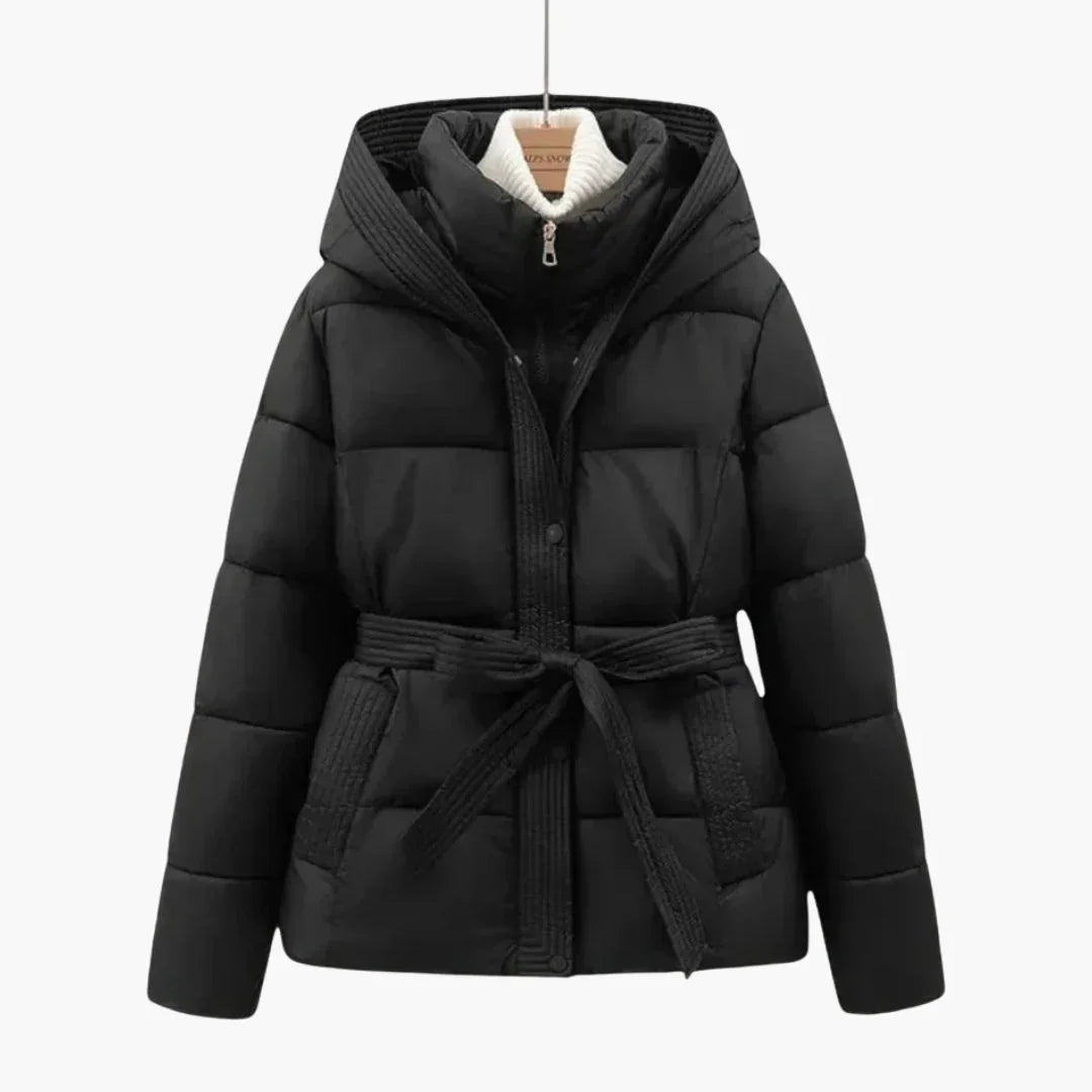 Bavane | Women's Quilted Jacket with Hood and Belt