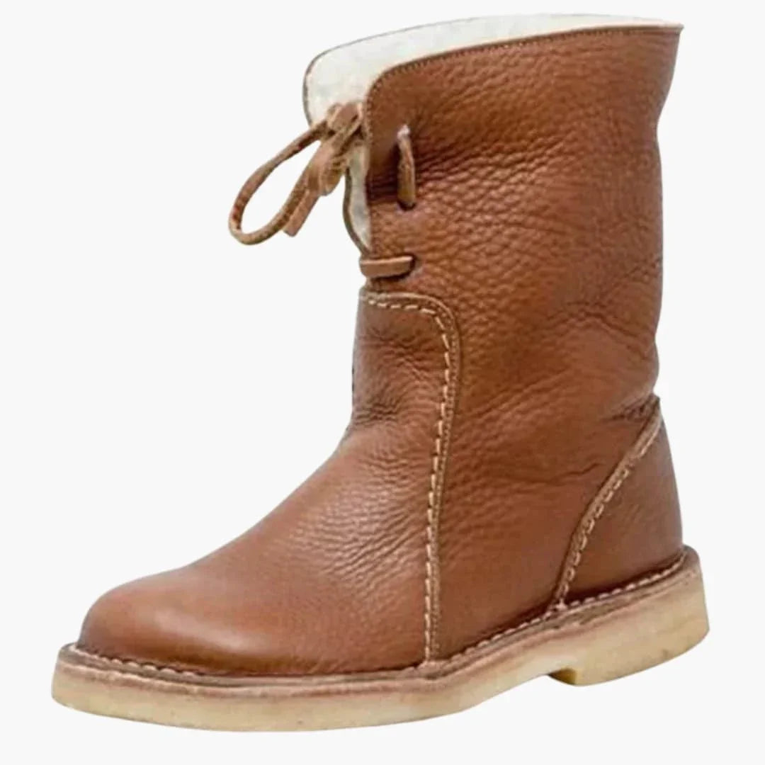 Bavane | Women's Boots with Medium Shaft Height, Lace-Up Closure, and Textured Surface