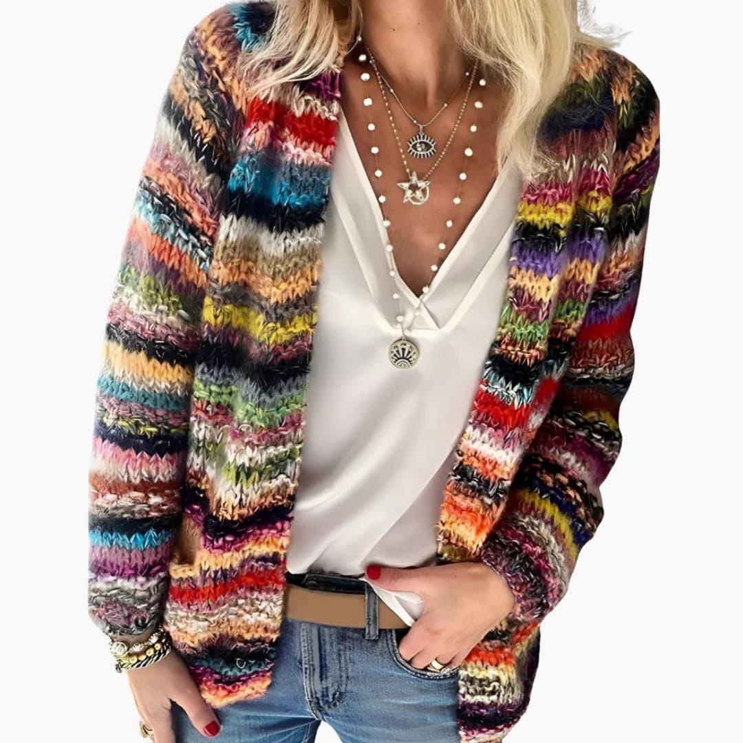 Bavane | Women's Knit Cardigan with Open Front and Long Sleeves