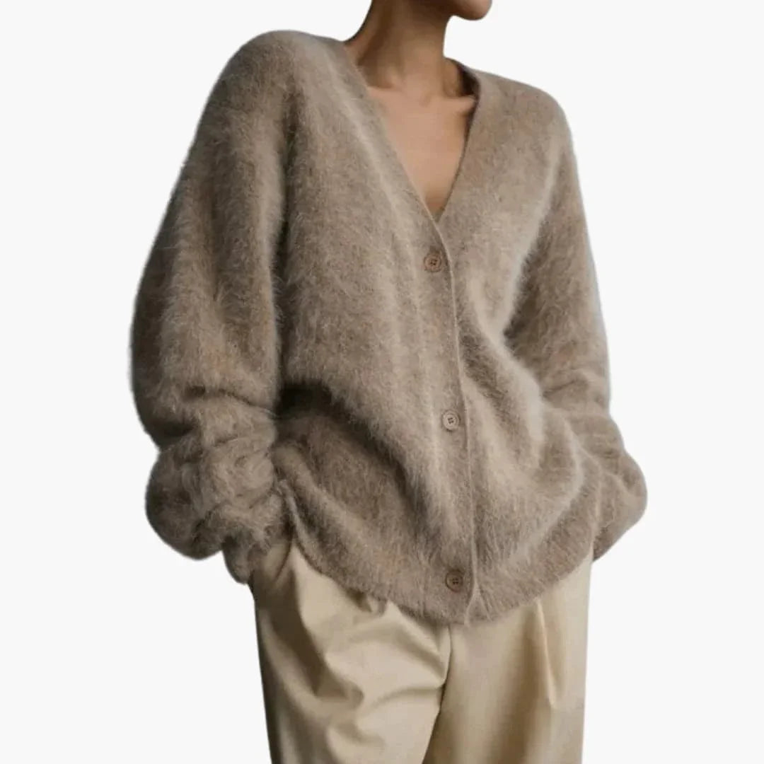 Bavane | Women���s Cardigan with Button Placket and Long Sleeves