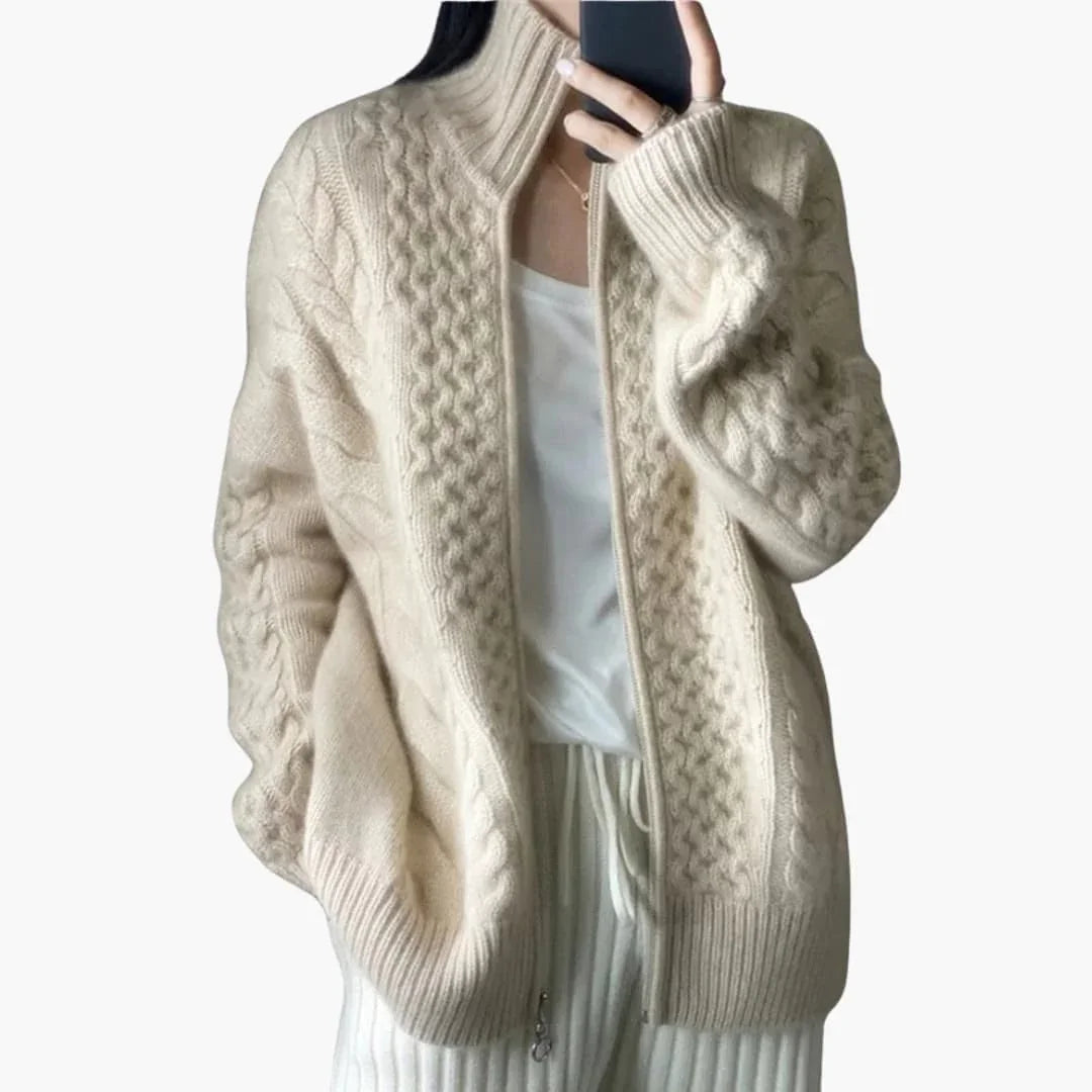 Bavane | Women's Knit Jacket with High Collar and Zipper