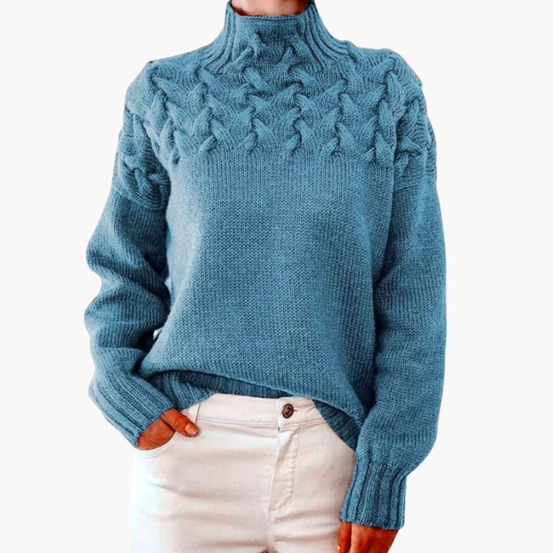 Bavane | Women's Knitted Sweater with Turtleneck and Cable Pattern