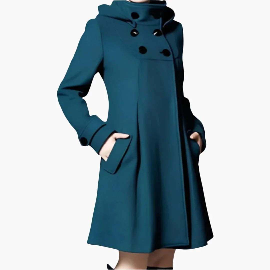 Bavane | Women's Winter Coat with Hood and Button Closure