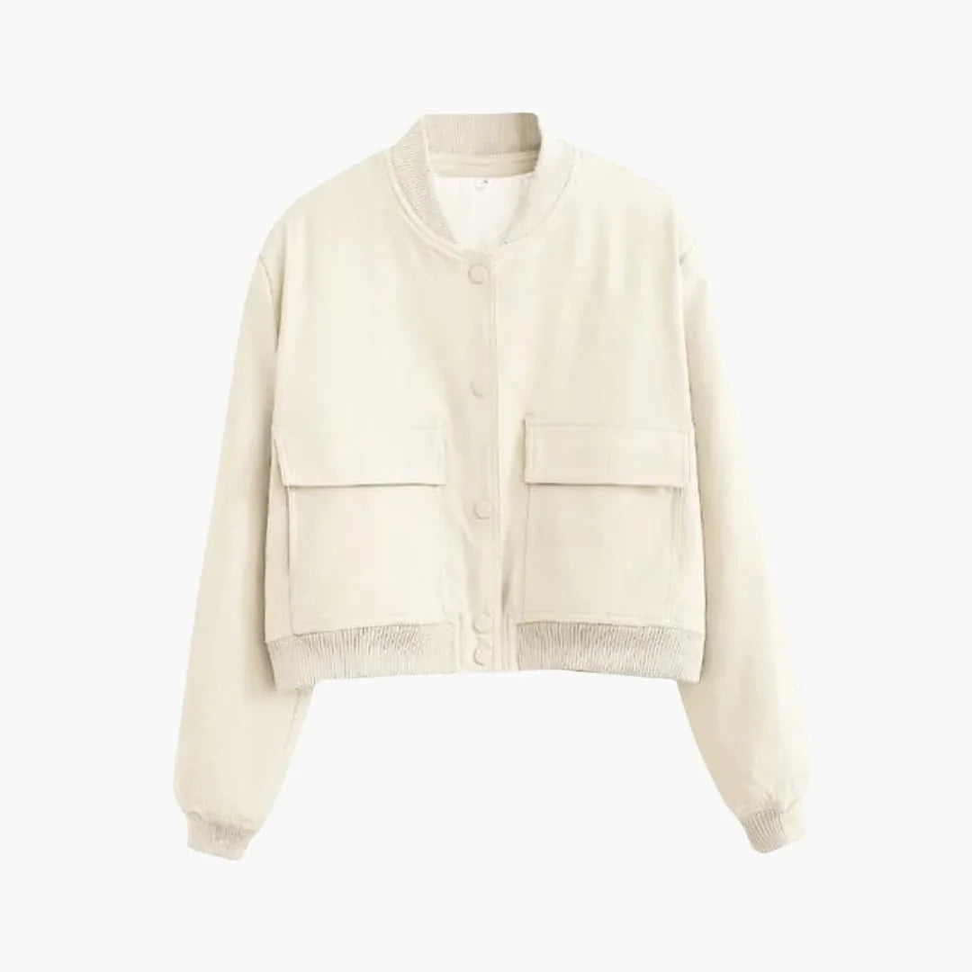 Bavane | Women's Short Bomber Jacket with Flap Pockets