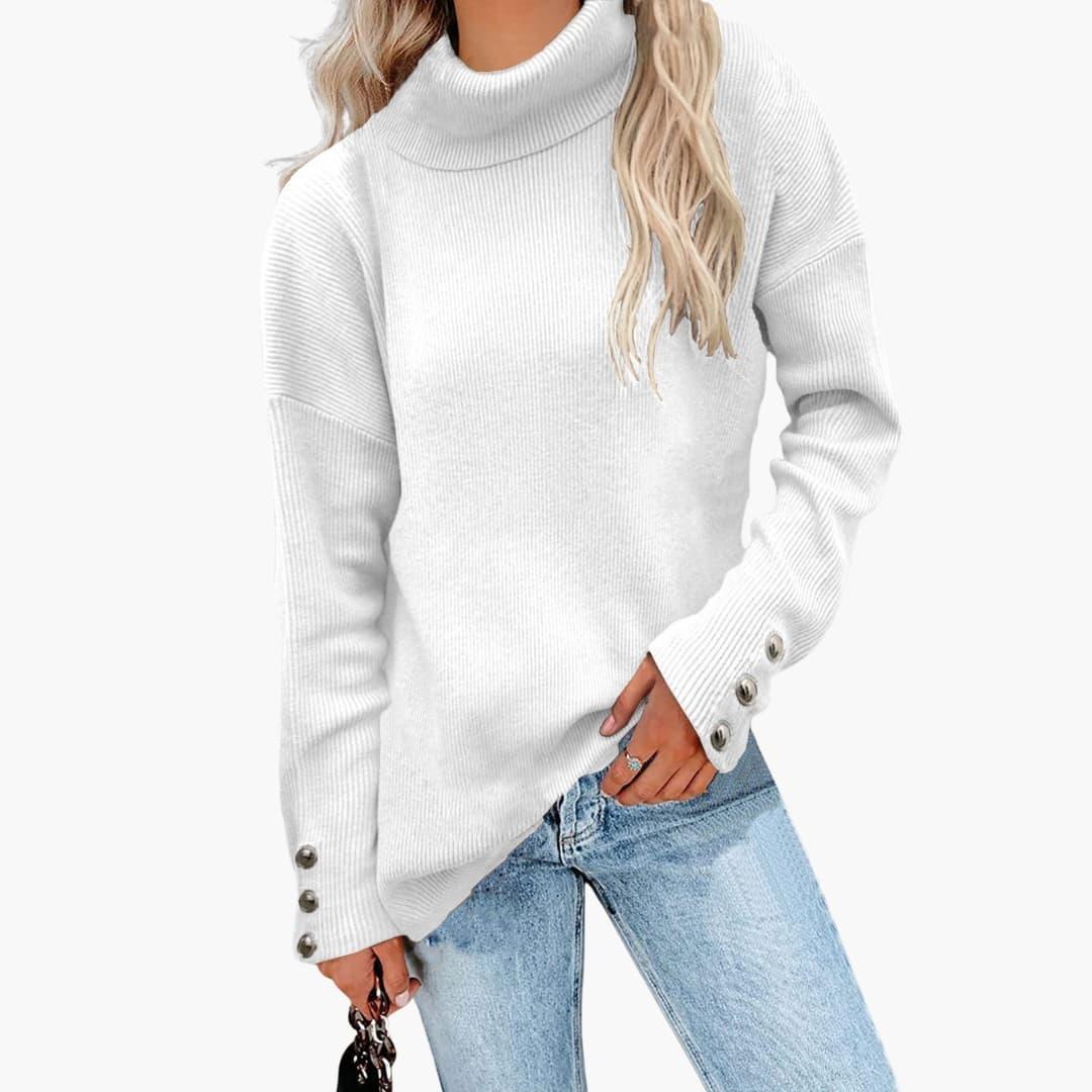Bavane | Women's Sweater with Turtleneck and Button Cuffs