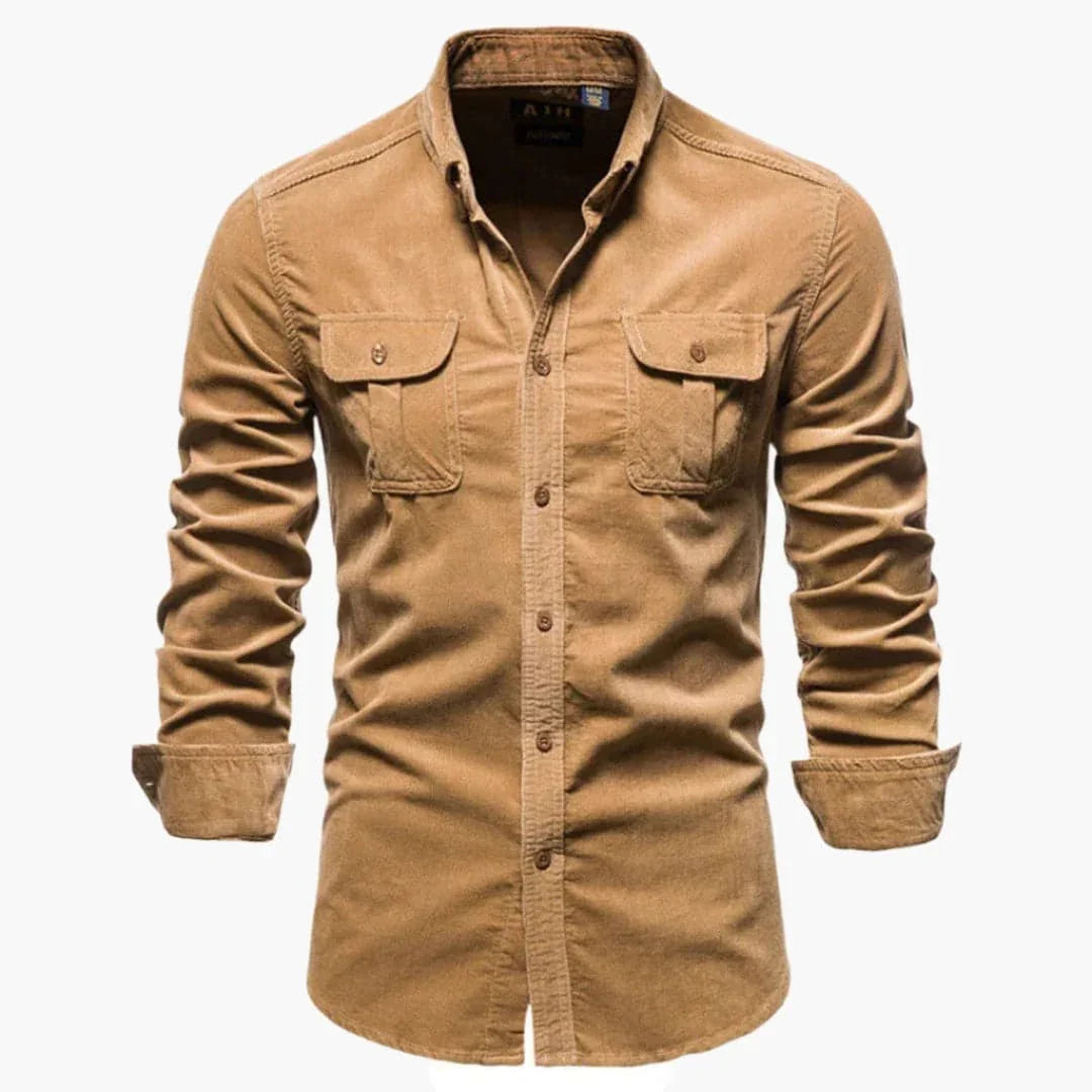 Bavane | Men's Cord Shirt with Button Closure and Chest Pockets