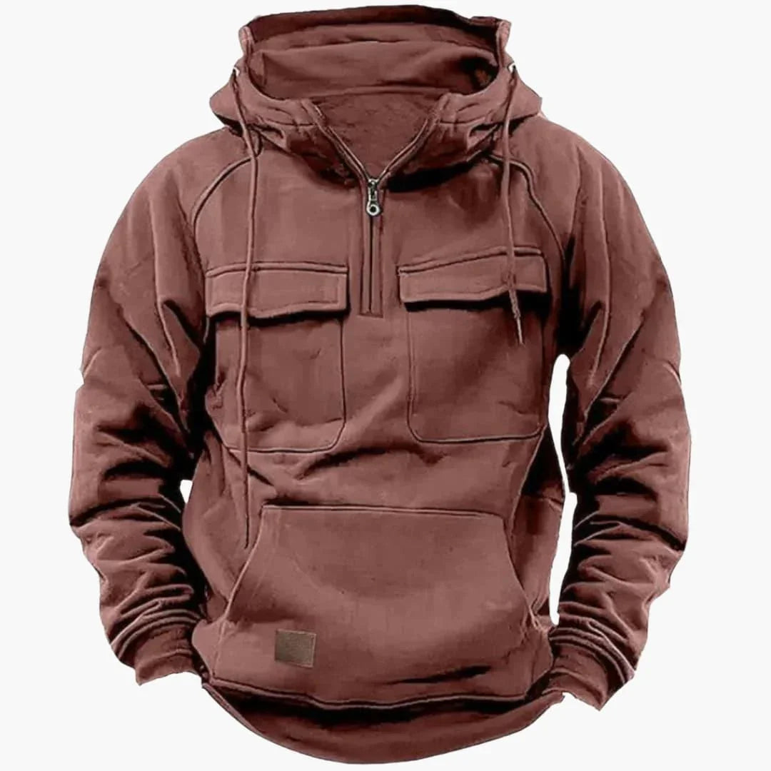 Bavane | Men's Hoodie with Half Zip and Chest Pockets