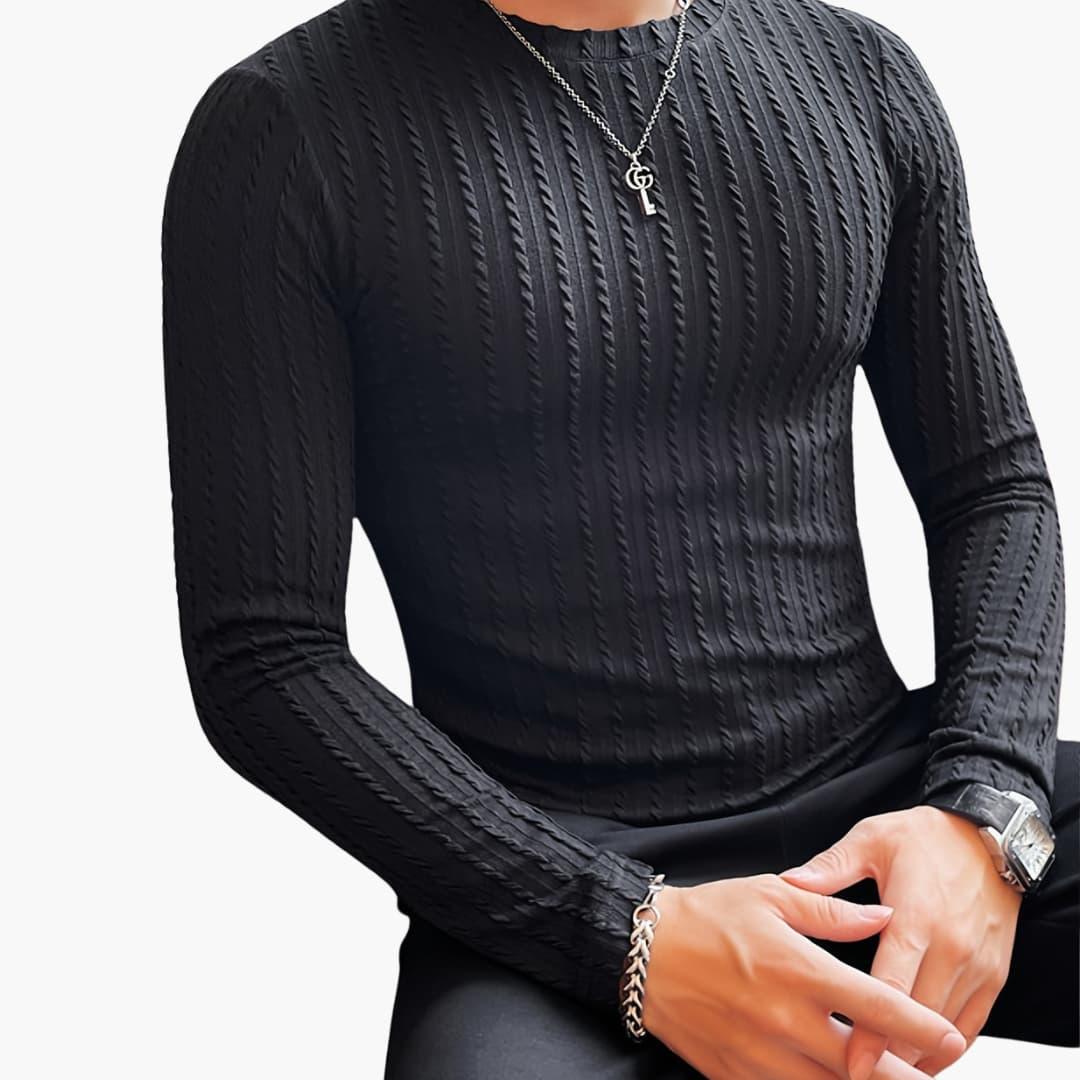 Bavane | Men's Long Sleeve Shirt with Round Neck and Ribbed Structure