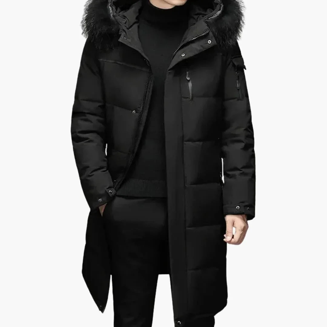 Bavane | Men's Parka Jacket with Zipper and Faux Fur Hood