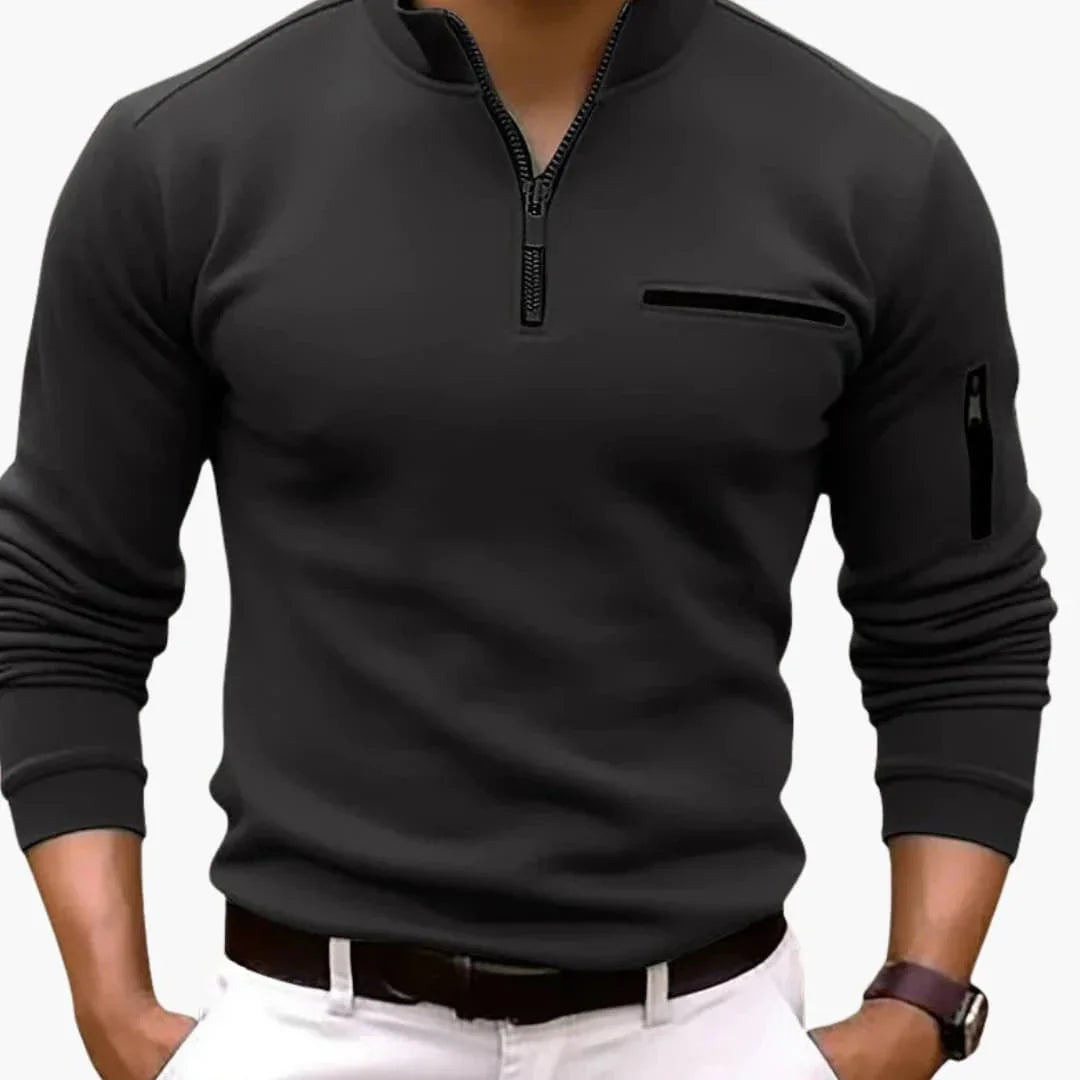 Bavane | Men's Pullover with Half Zip and Arm Pocket