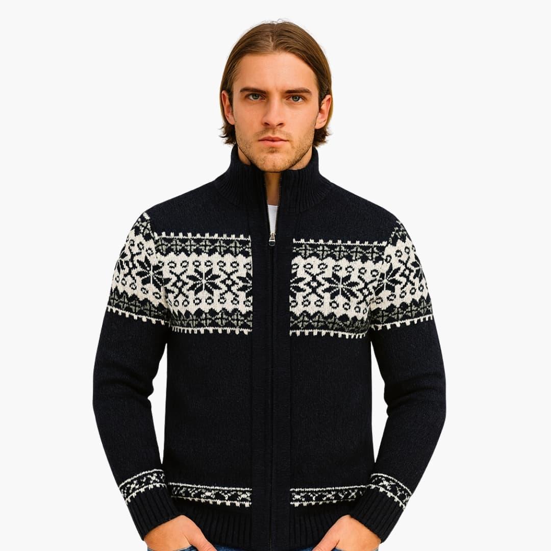 Bavane | Men's Zip-Up Cardigan with Stand-Up Collar