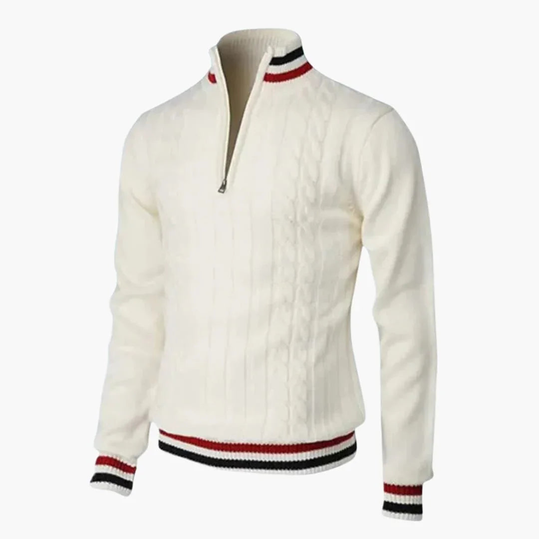 Bavane | Men's Knitted Sweater with Half Zip and Ribbed Cuffs
