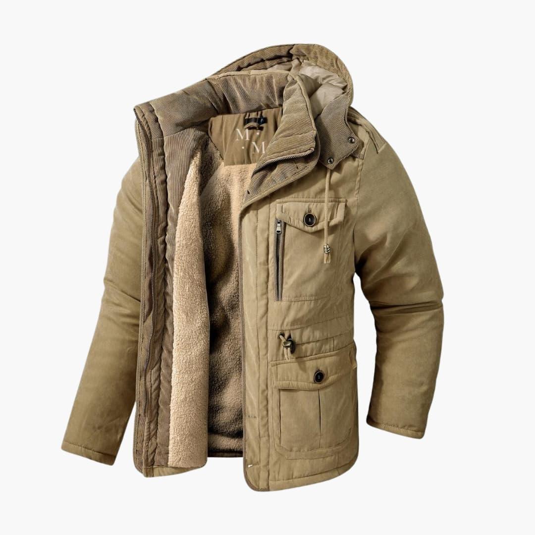 Bavane | Men's Winter Jacket with Hood, Zipper, and Multiple Pockets