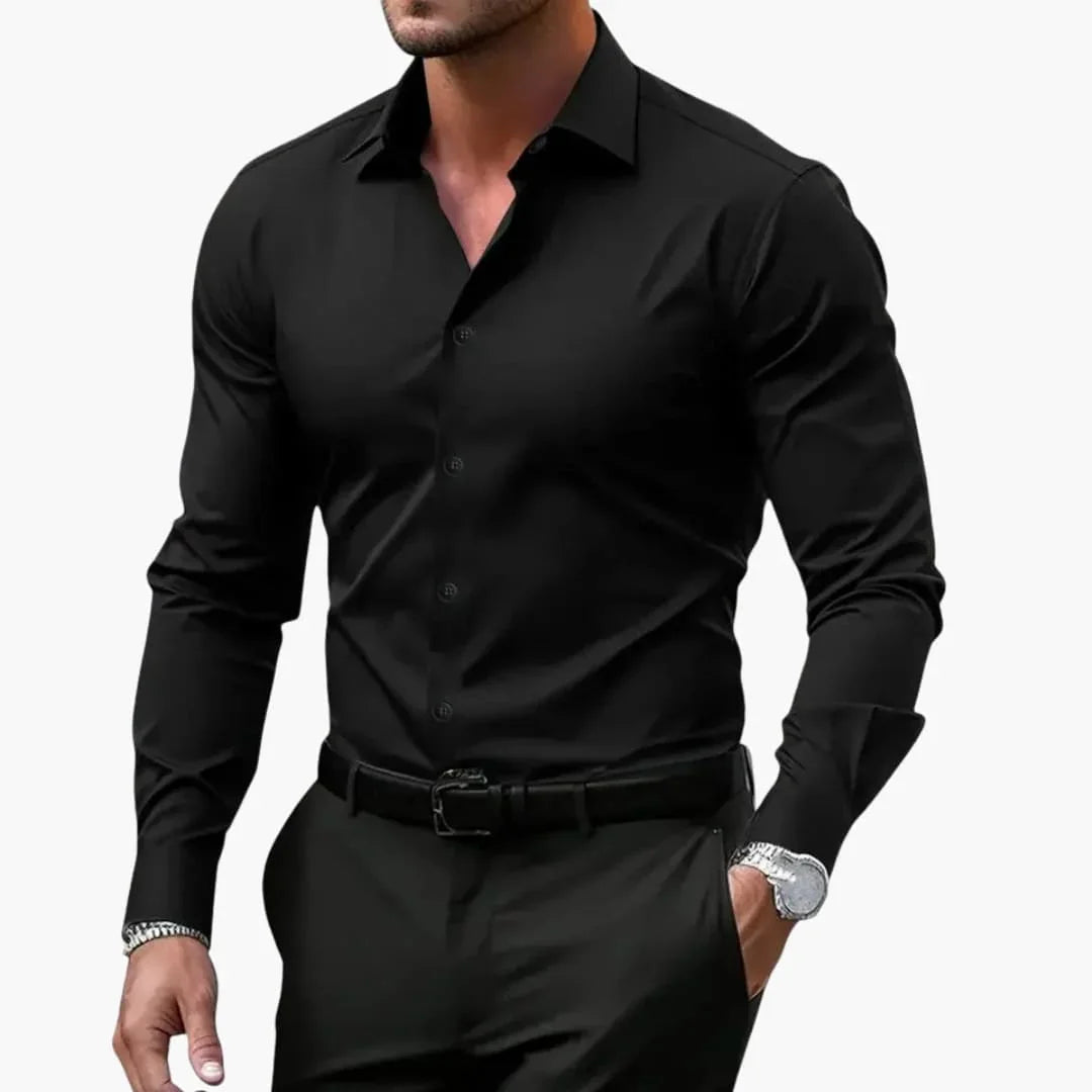 Bavane | Men's Long Sleeve Shirt with Collar and Button Closure