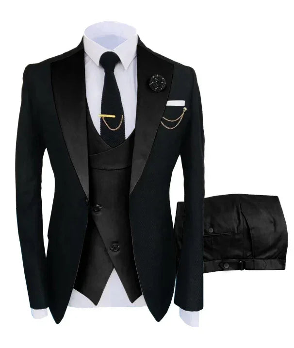 Bavane | Men's Suit in Formal Style, Three-Piece with Blazer, Vest, and Trousers