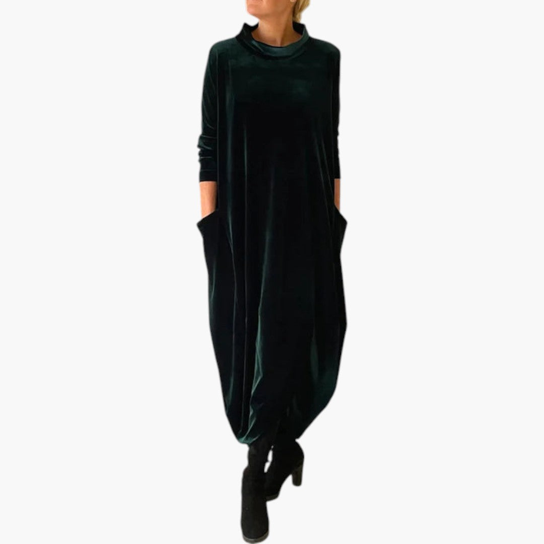 Bavane | Women's Maxi Dress with Mock Neck and Long Sleeves