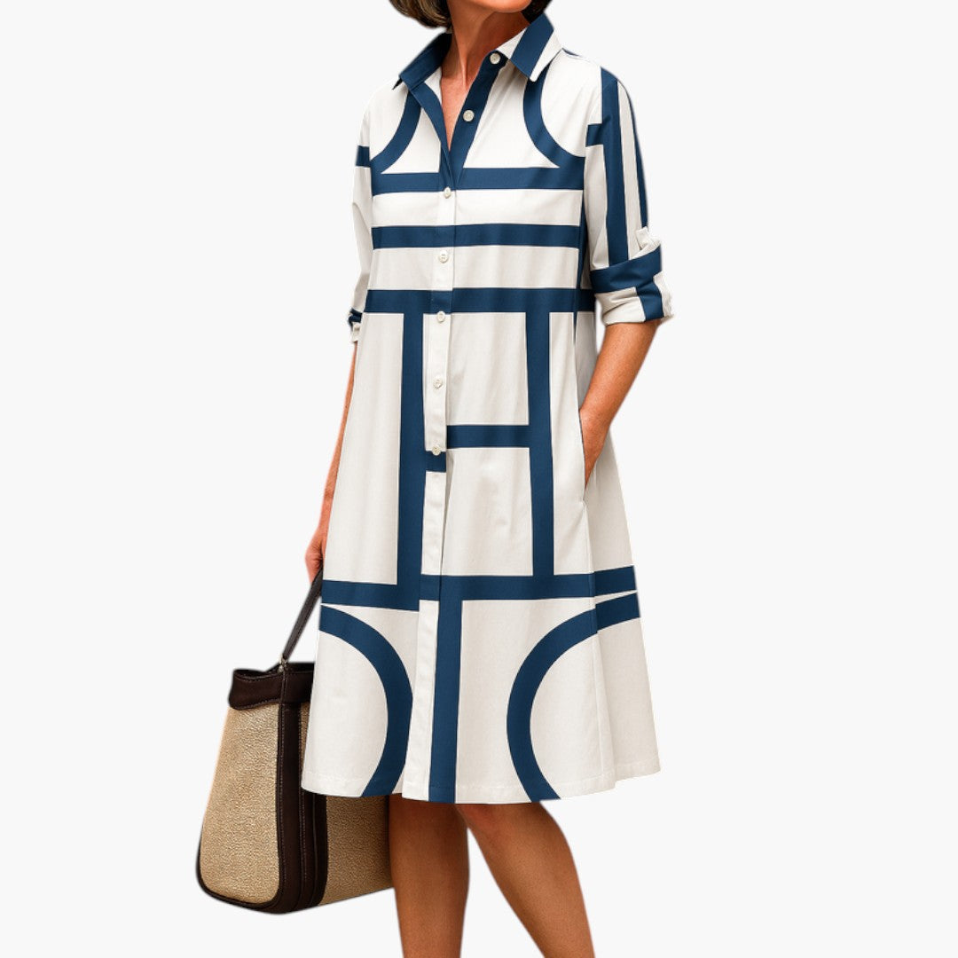 Bavane | Women's Midi Dress with Long Sleeves and Fluid Fit