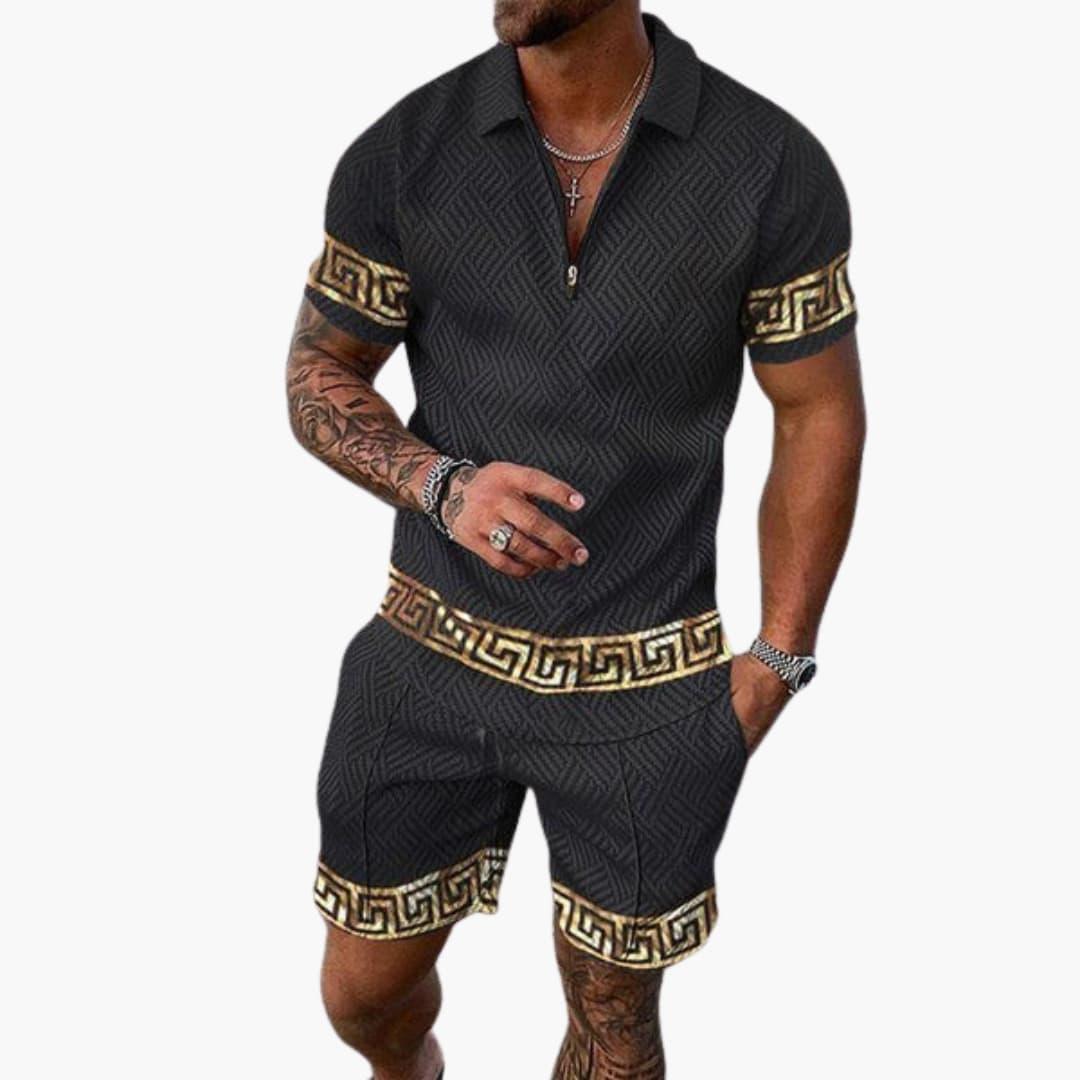 Bavane | Two-Piece Summer Set for Men with Half Zip and Decorative Cuffs