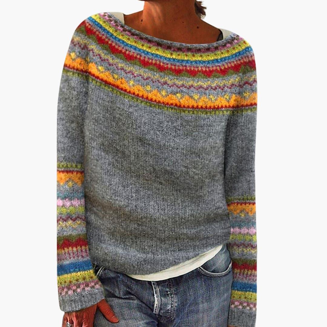 Bavane | Women's Pullover with Round Neck and Knit Pattern