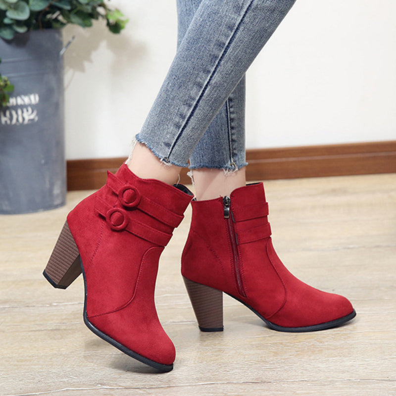 Bavane | Women's Boots with Buckle Details and Sturdy Heel