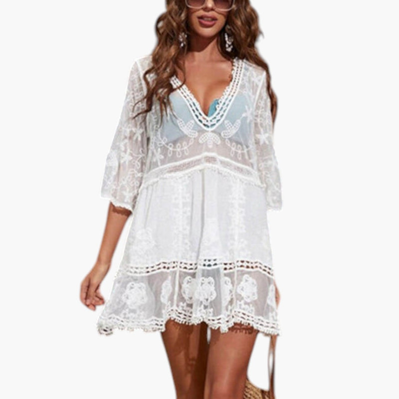 Bavane | Women's Cover Up Dress with Lace Surface and Loose Fit