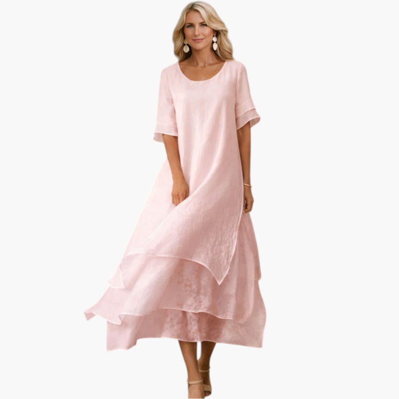Bavane | Women's Dress with Open Neckline and Flowing Skirt