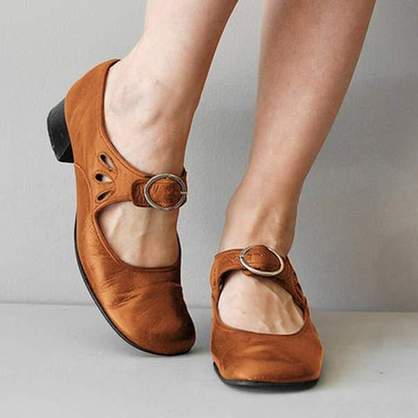 Bavane | Women's Leather Sandals with Buckle Closure and Low Heel