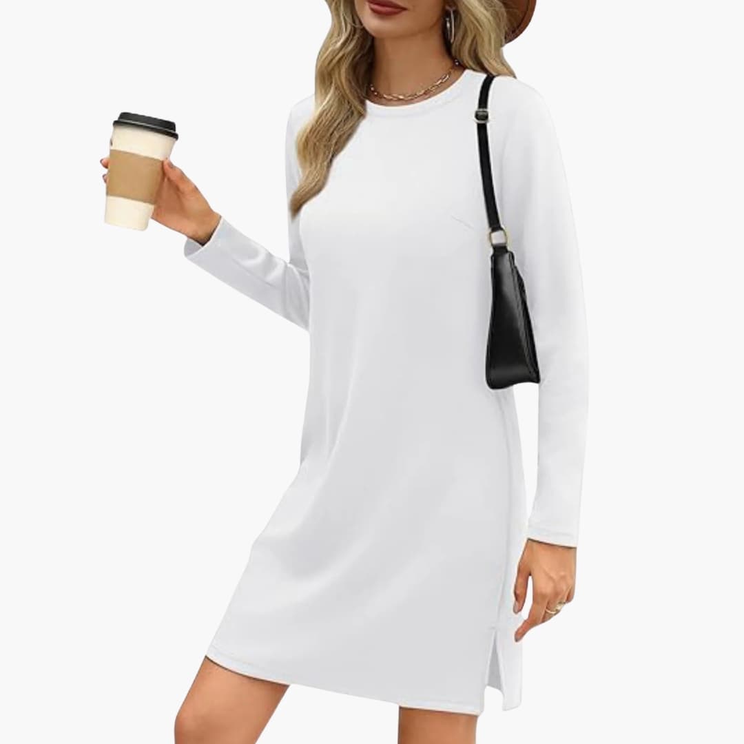 Bavane | Women's Mini Dress with Long Sleeves and Round Neck