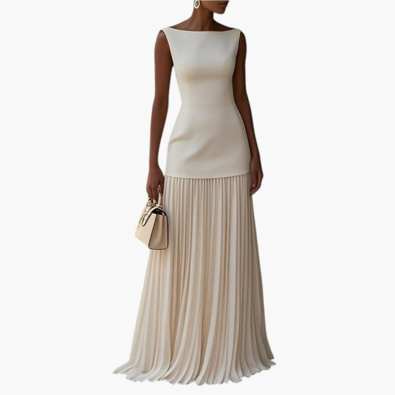 Bavane | Women's Maxi Dress with Pleated Skirt and Sleeveless Design