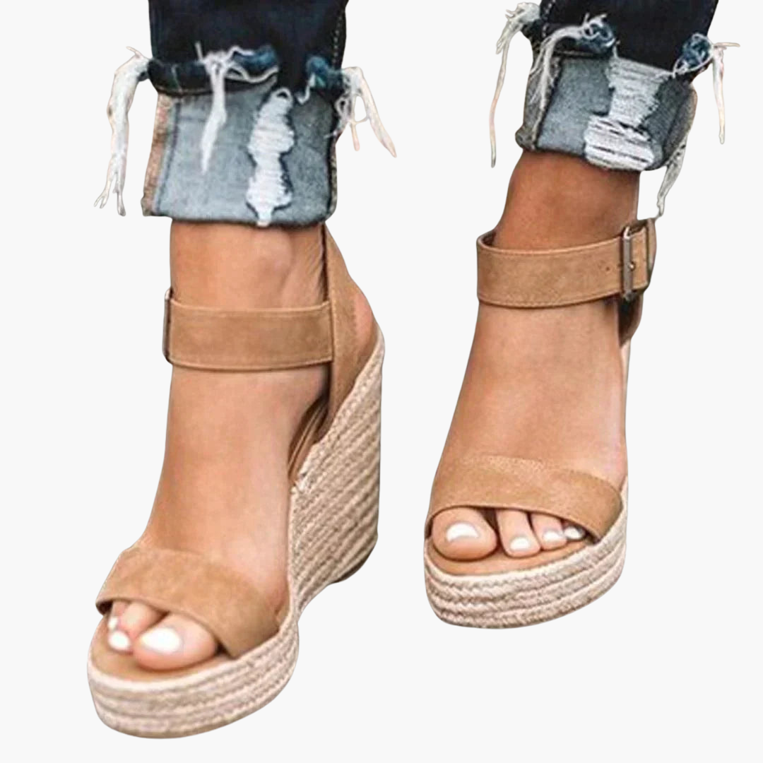 Bavane | Women's Orthopedic Wedge Sandals with Buckle Strap and Woven Sole