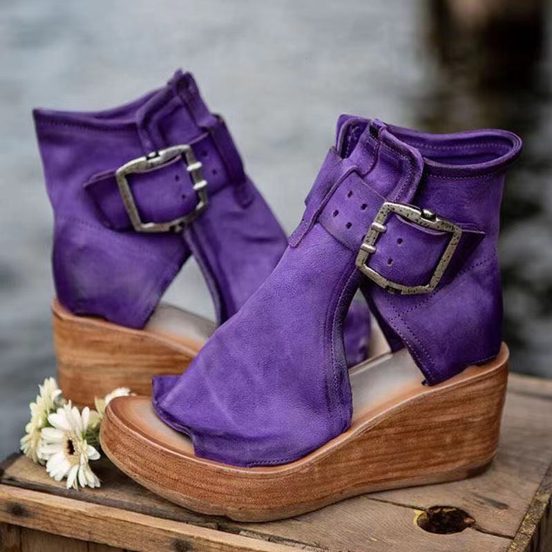 Bavane | Womens Orthopedic Sandals with Wedge Sole and Buckle Closure