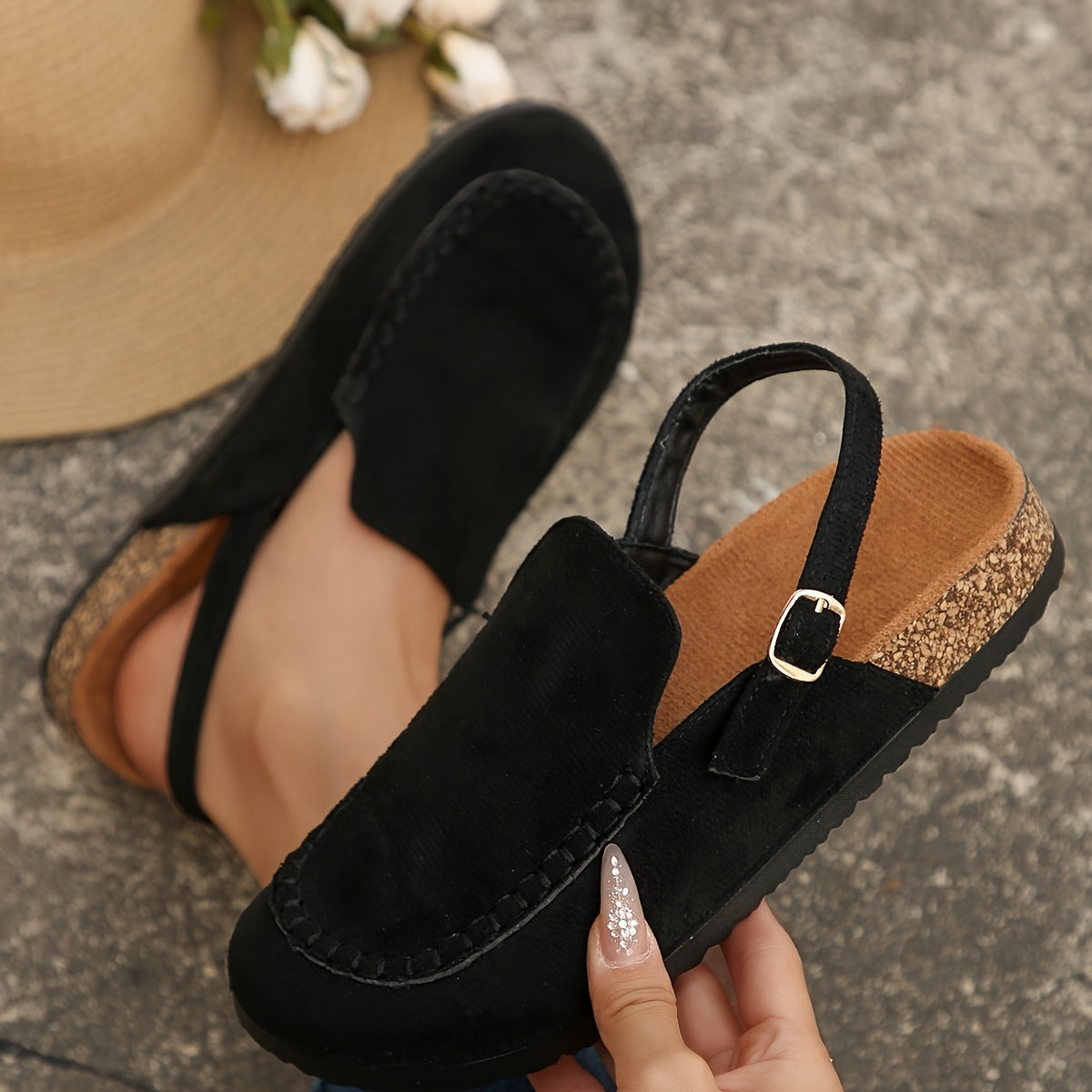 Bavane | Women's Mules with Round Toe and Buckle