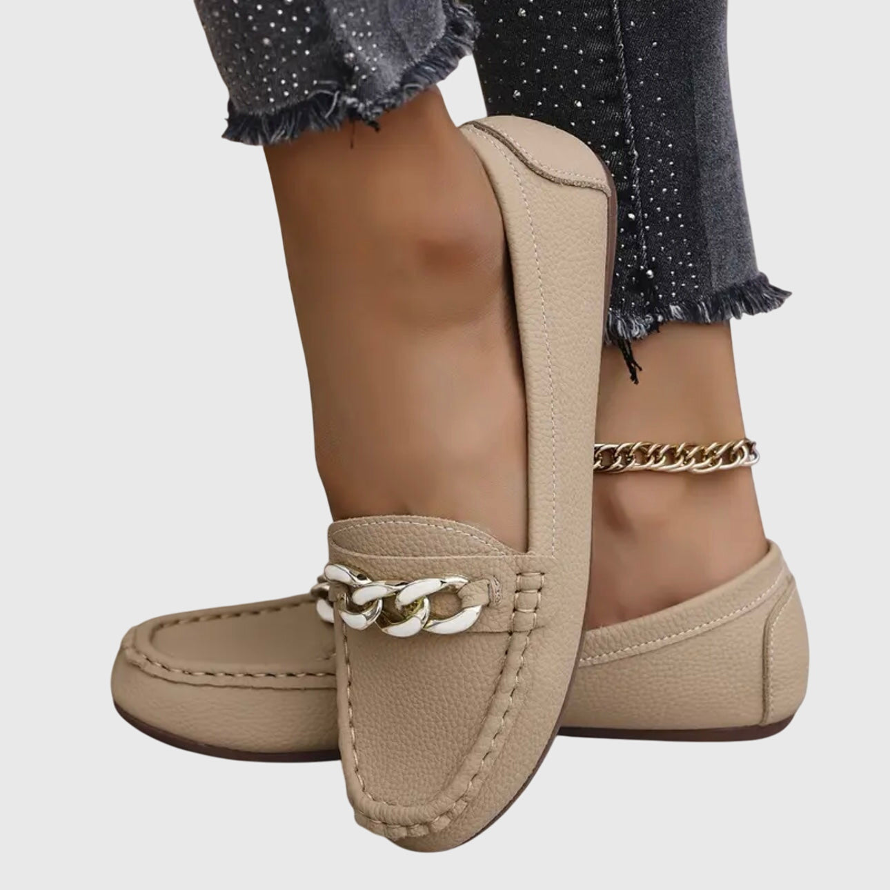 Women's Flat Loafers with Chain Detail and Slip On