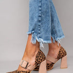 Womens Orthopedic Sandals with Leopard Pattern and Stable Heel