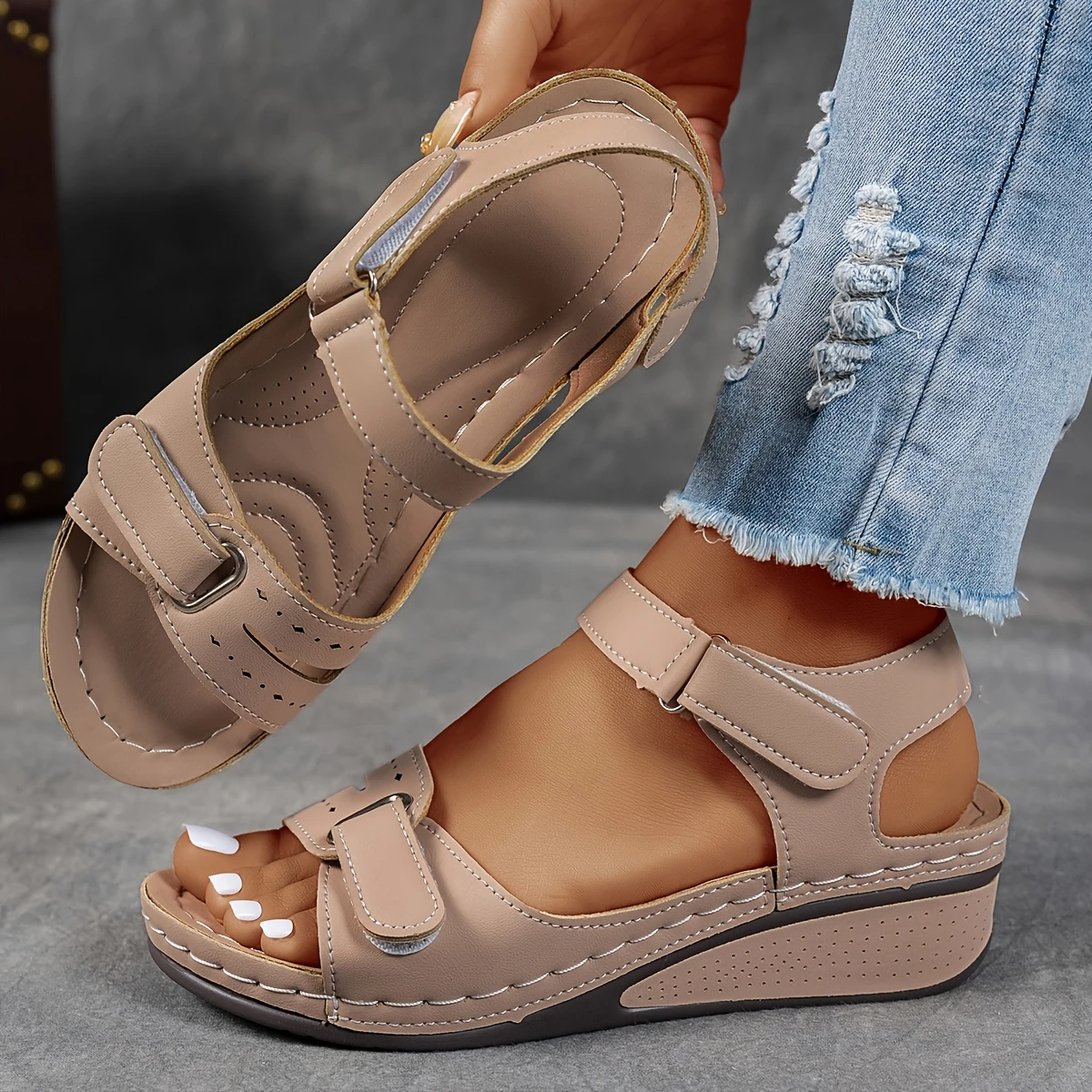 Women's Orthopedic Sandals with Cushioned Footbed and Wedge Sole