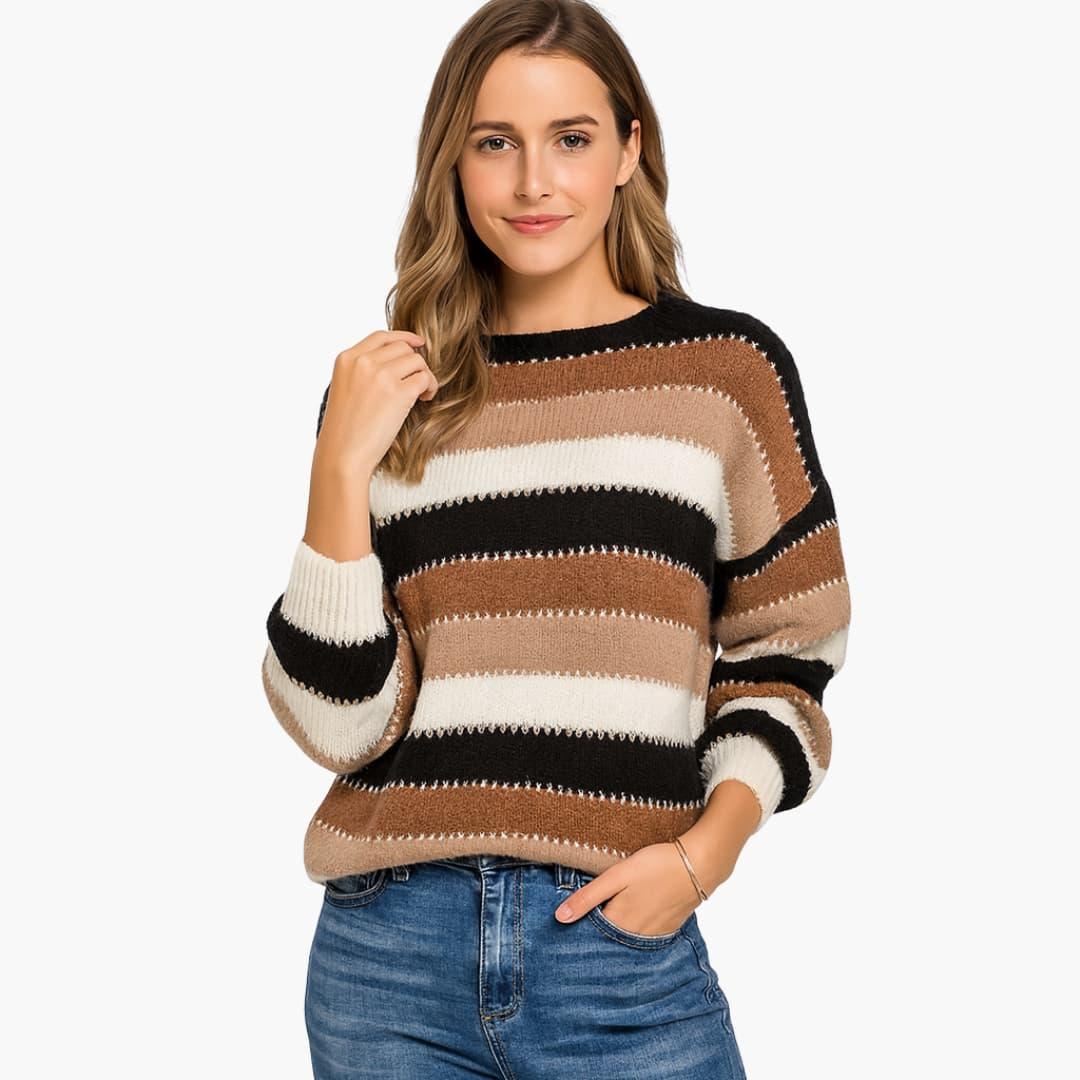 Bavane | Women's sweater with round neckline and striped surface