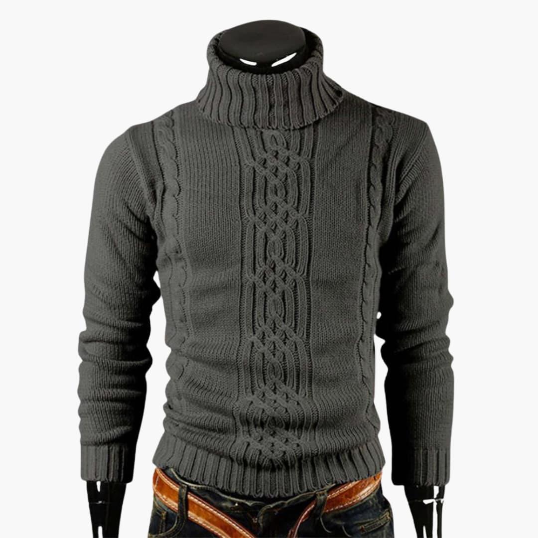 Bavane | Men's Pullover with Roll Neck and Cable Knit Pattern
