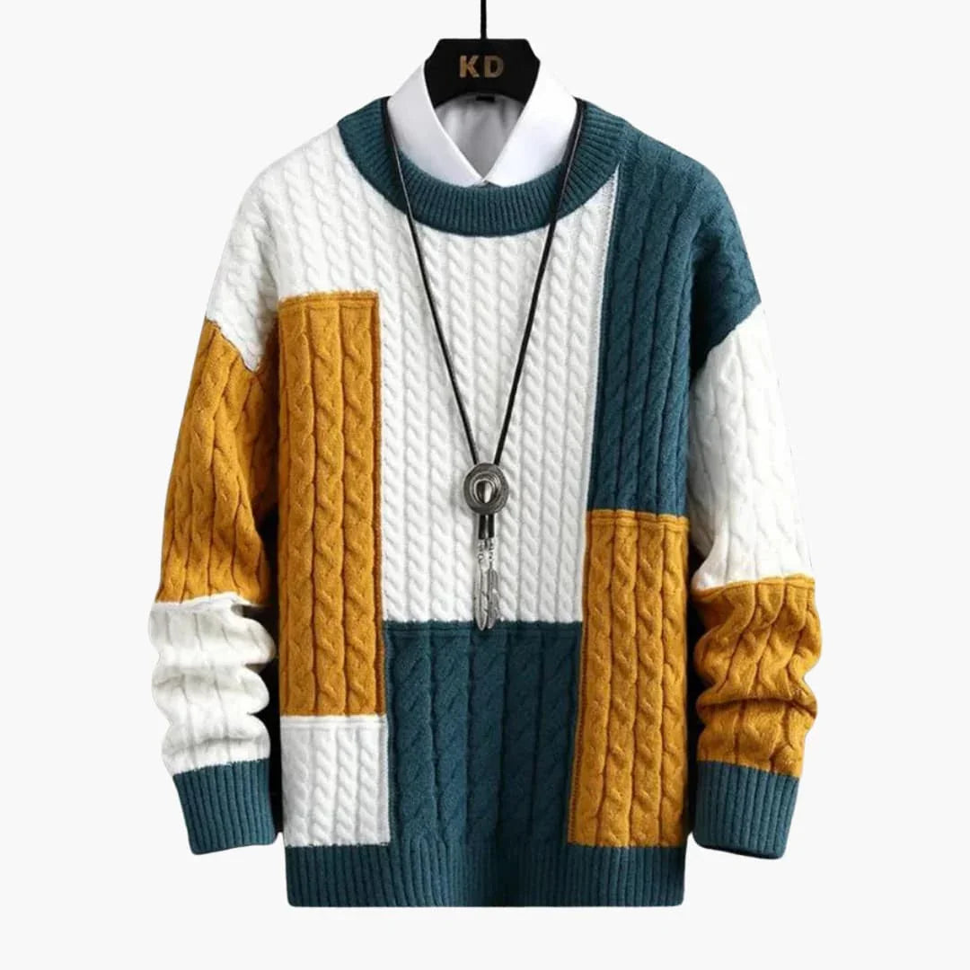 Bavane | Men's Pullover with Crew Neck and Cable Knit Pattern