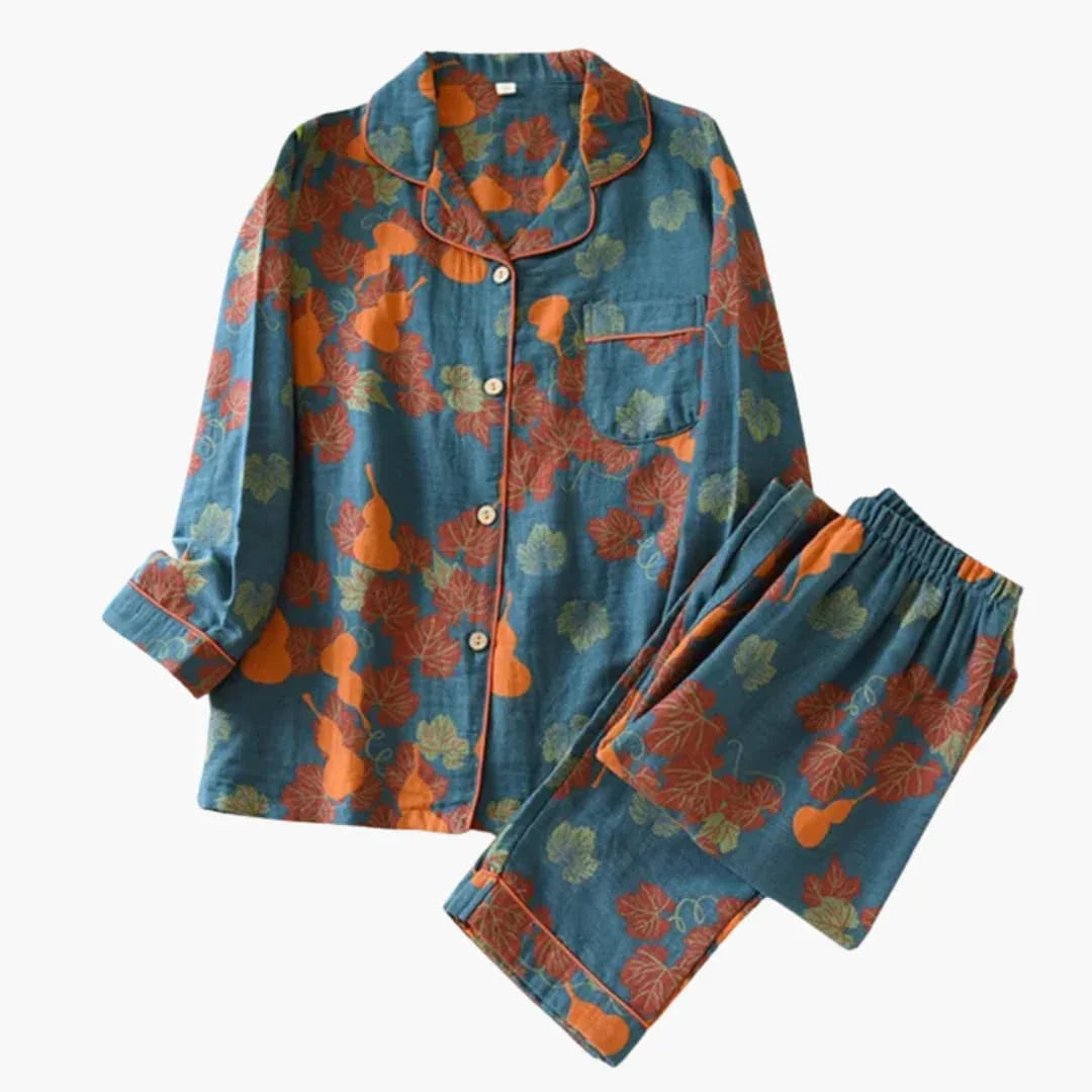 Bavane | Women's Fleece Pajama Set with Bear Motif and Elastic Waistband