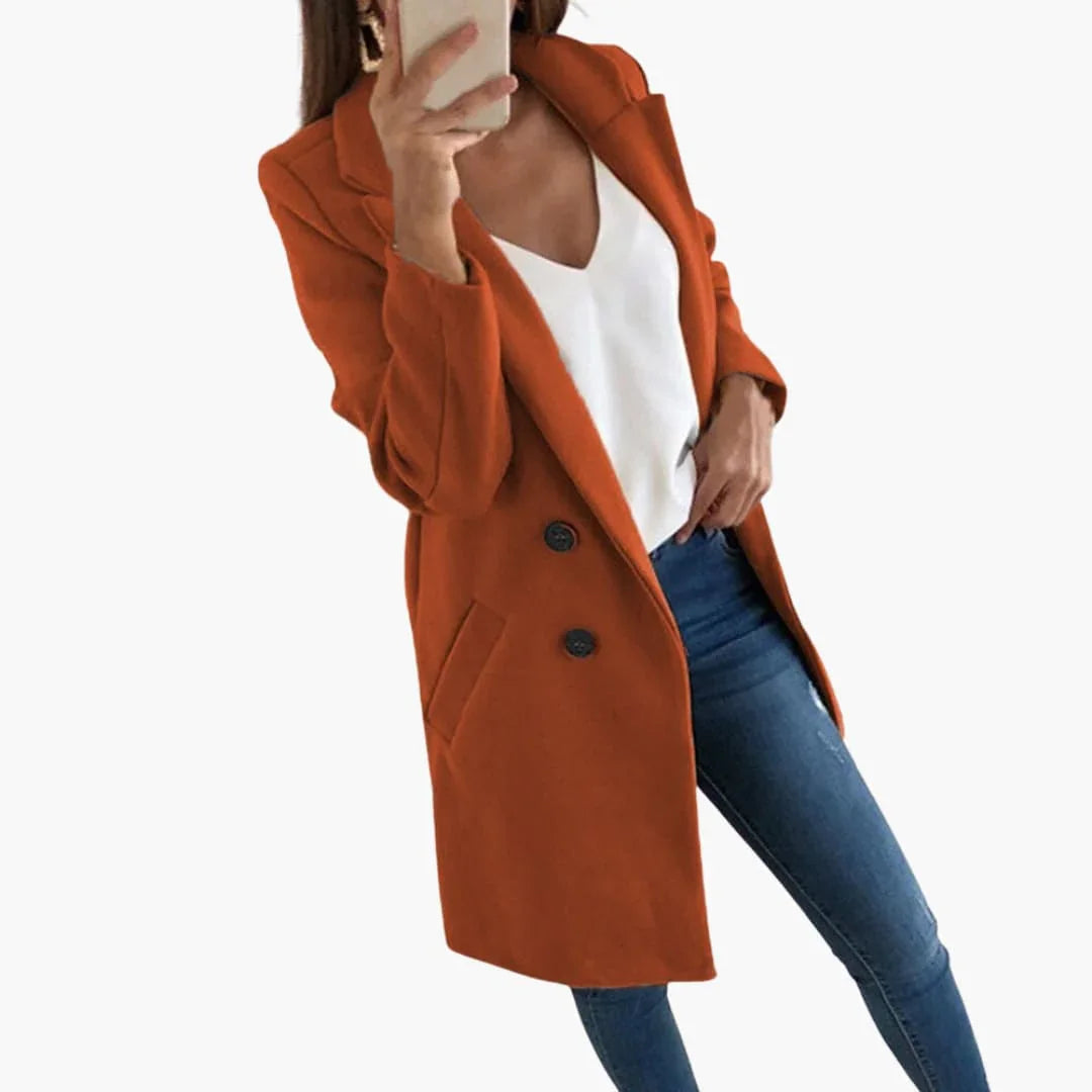 Button-Closure Coat for Women